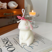可爱小兔子香薰蜡烛白色大豆蜡装 饰蜡烛摆件生日礼物少女风