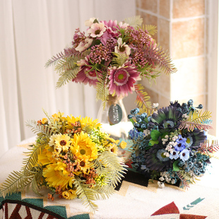 非洲菊仿真花束太阳扶郎花波斯菊富贵菊客厅餐桌电视柜手捧把花艺
