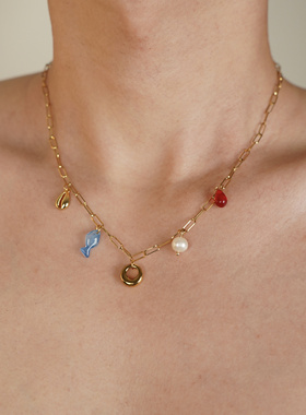 金色小素圈吊坠项链