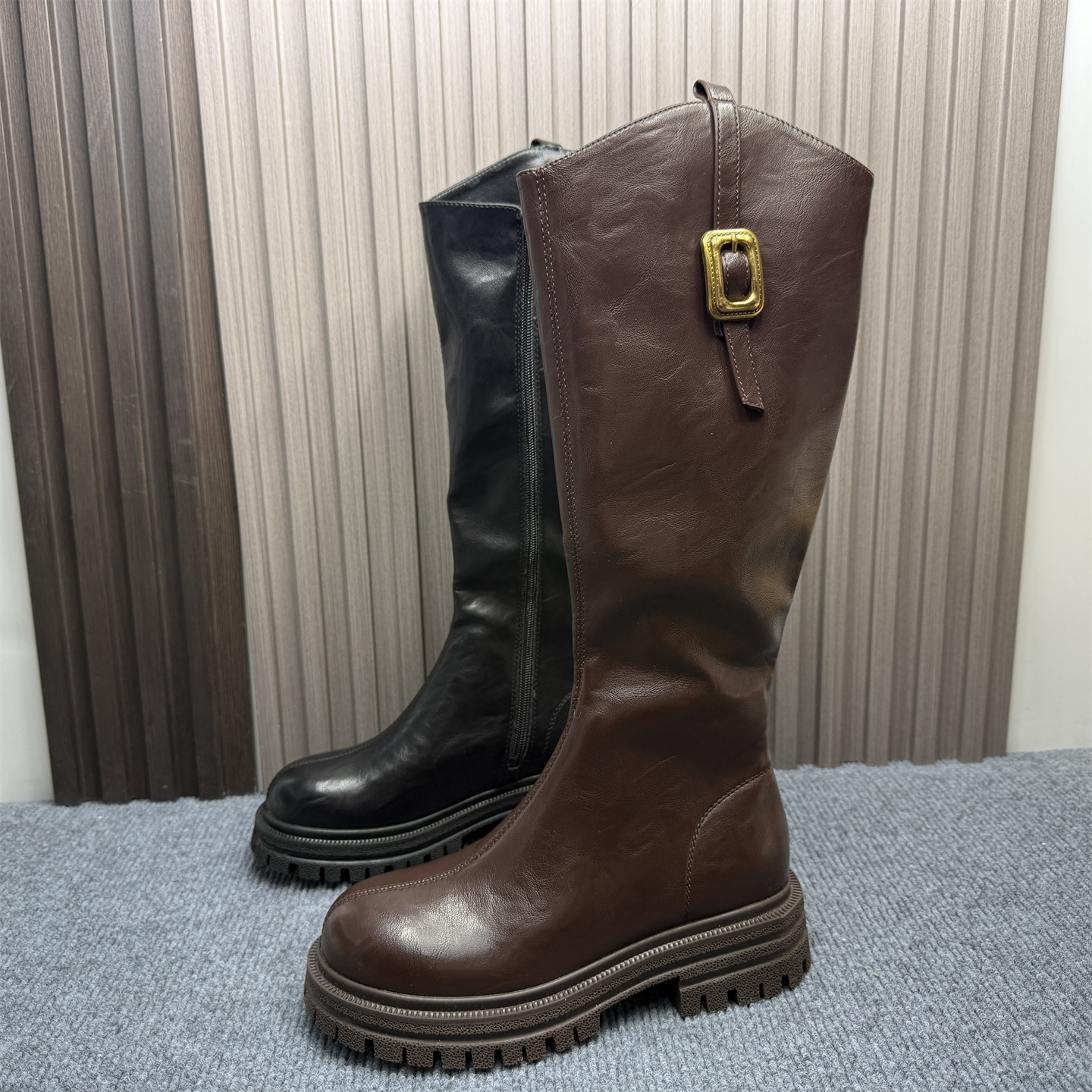 撤柜处理高筒显瘦骑士靴女2025秋冬新款不过膝英伦风百搭长筒靴女,女鞋,骑士靴,淘宝优惠券,粉丝福利购,淘宝优惠卷