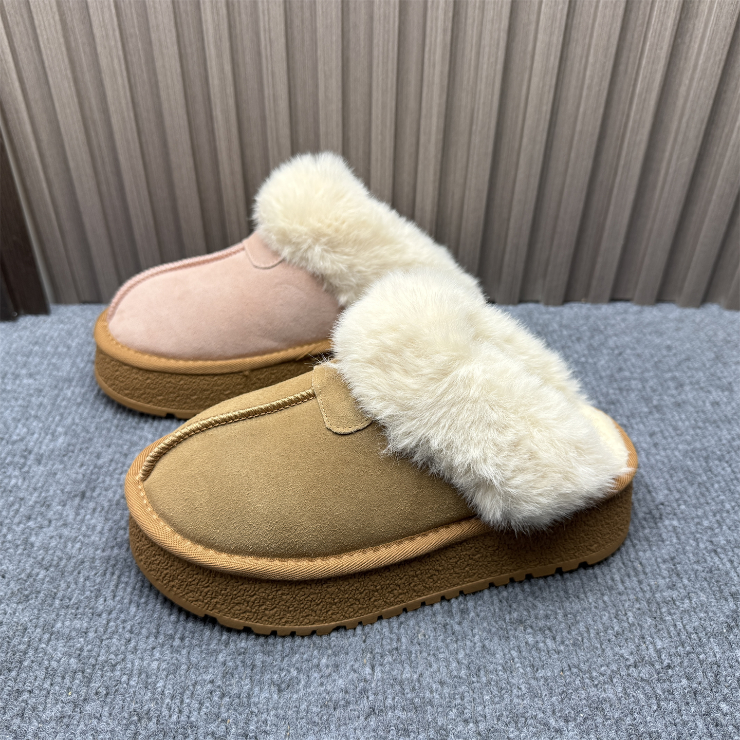 撤柜断码处理真皮雪地靴女2025冬季新款厚底加绒保暖包头懒人半拖