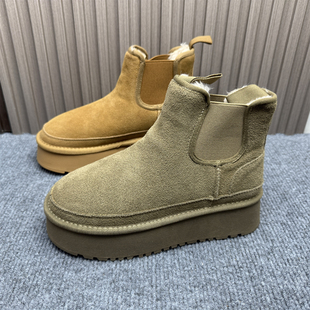 加厚保暖羊毛口雪地棉鞋 新款 女 处理真皮厚底雪地靴女2025冬季 断码