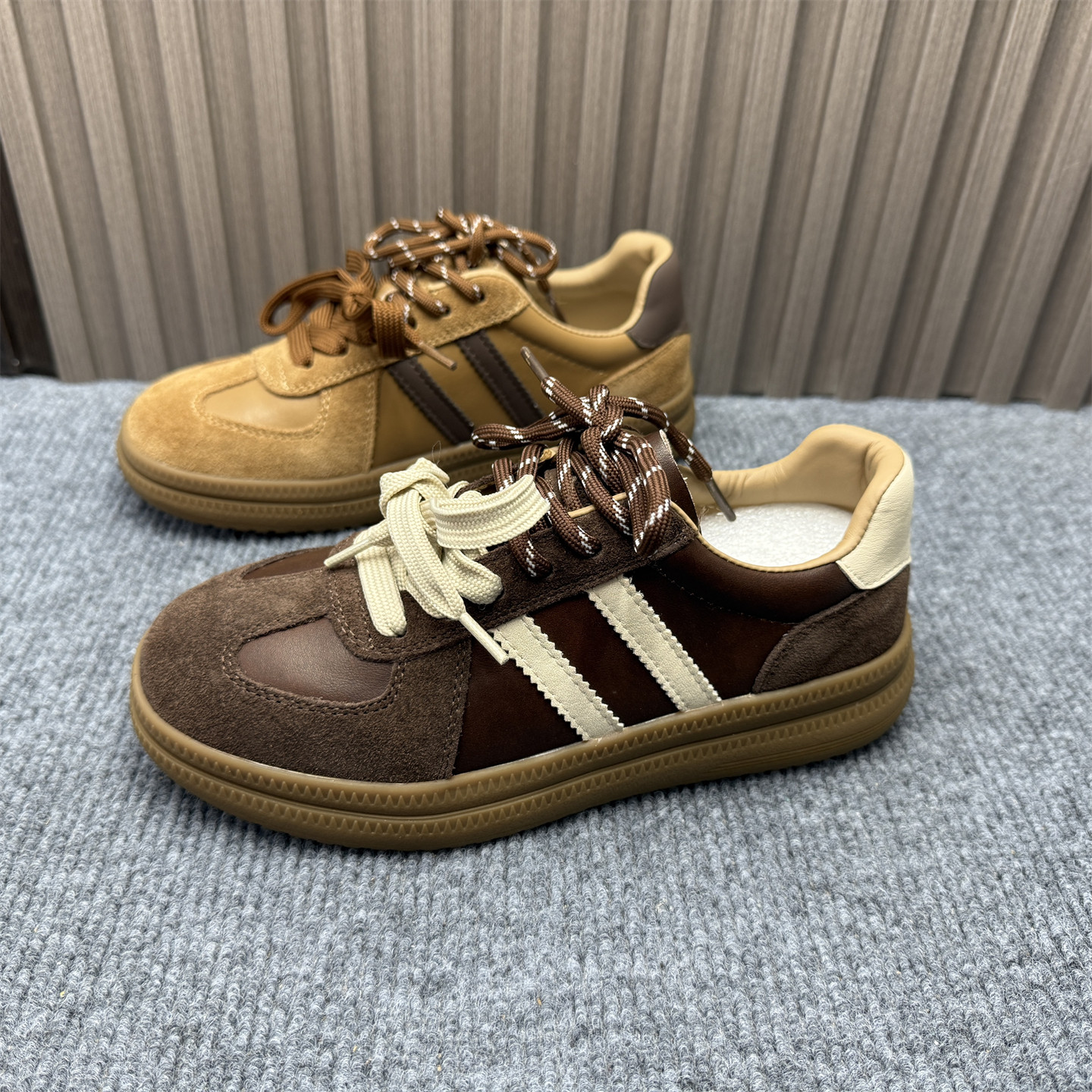 断码处理3536码真皮复古拼色德训鞋女韩版系带平底百搭休闲板鞋潮,女鞋,德训鞋,淘宝优惠券,粉丝福利购,淘宝优惠卷