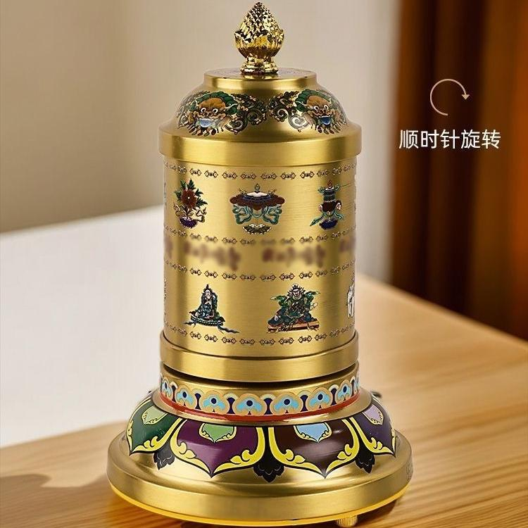 铜合金彩绘八吉祥电动转轮曼茶罗