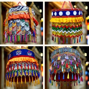 佛堂寺院装饰五彩宝伞八吉祥尖角宝幢佛顶盖宝盖胜利法幢直径60cm