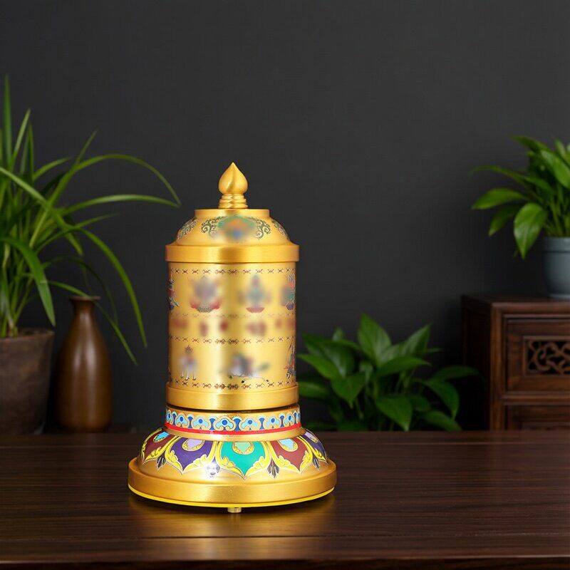 八吉祥彩绘铜制曼茶罗电动转轮桶