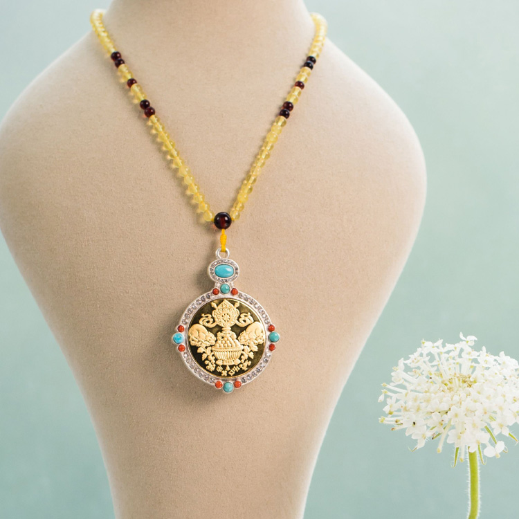 现货佛学院纯银蜜蜡项链