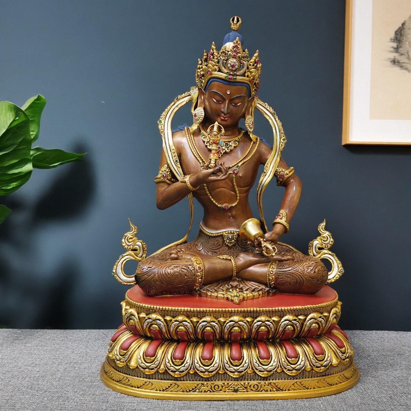 尼泊尔工艺仿古鎏金金刚萨埵佛像