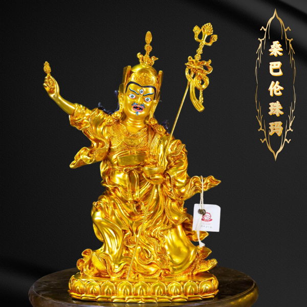 藏传密宗尼泊尔工艺桑巴伦珠玛佛像精品仿古鎏金铜像摆件十四寸