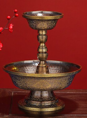 尼泊尔紫铜手工八吉祥护法杯供具