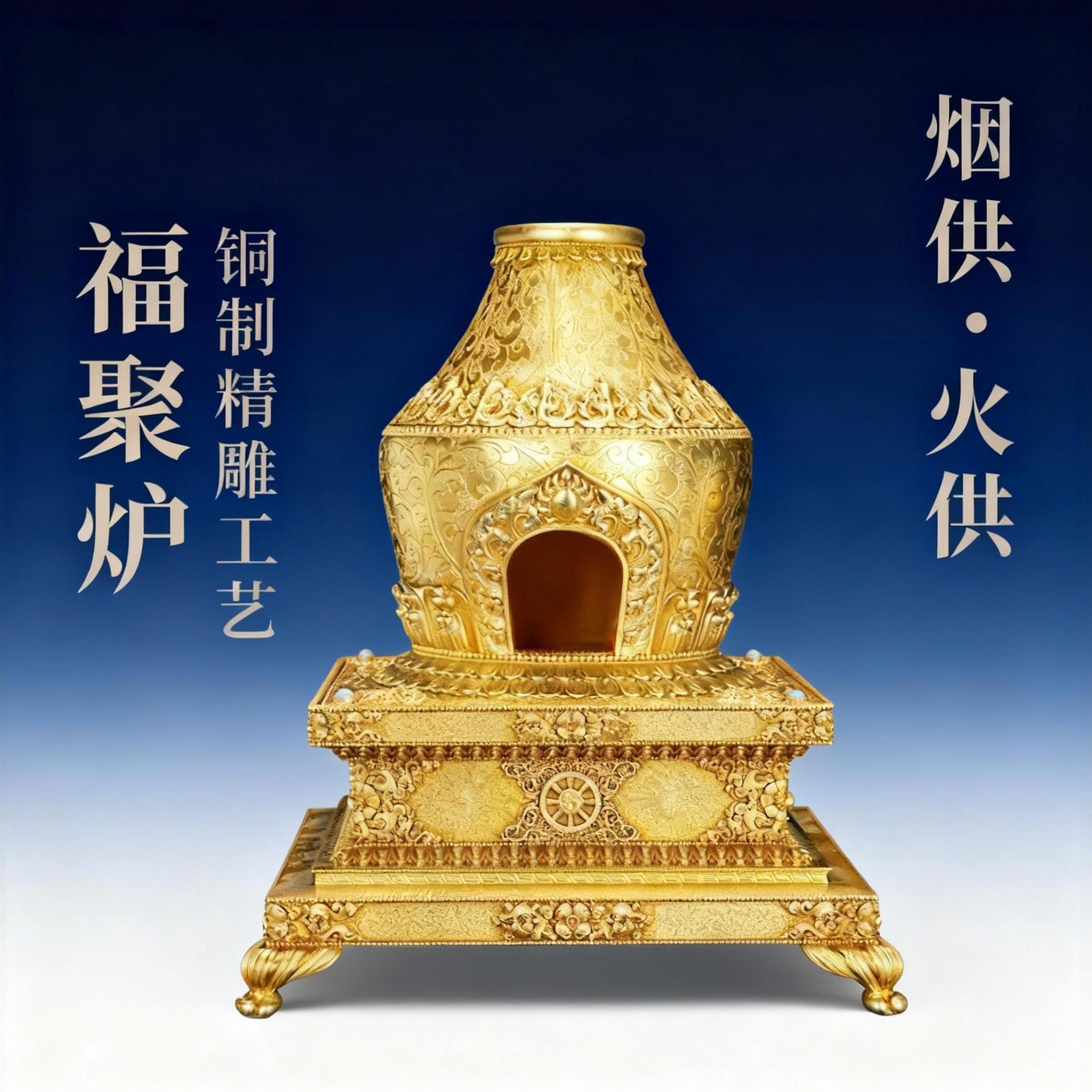 火供炉黄铜福聚炉烟供香炉烟供盘煨桑施食香具香薰炉甘露勺