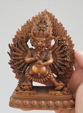 藏式紫铜吉祥天母大威德铜像摆件