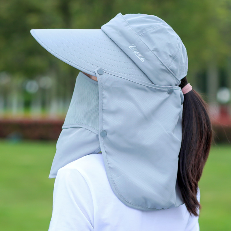 帽子女夏防晒帽骑车防紫外线户外遮阳帽女士护脖颈面纱遮脸太阳帽