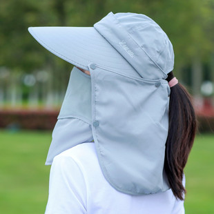 帽子女夏防晒帽骑车防紫外线户外遮阳帽女士护脖颈面纱遮脸太阳帽