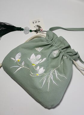 汉元素刺绣斜挎包棉麻