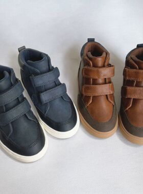 外贸原单 cat&Jack 春秋高帮小中童鞋洋气男童鞋板鞋魔术贴防水