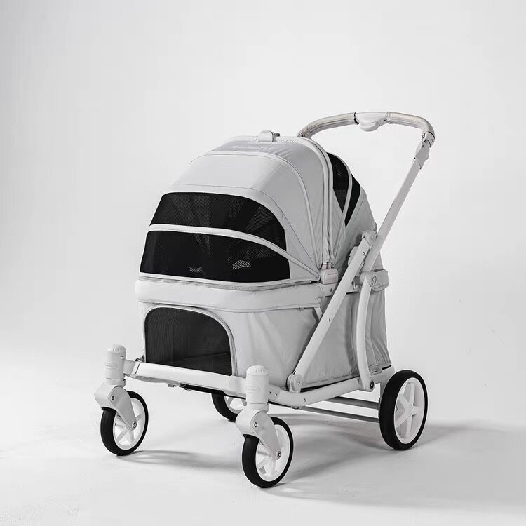 小马丨韩国Pompolarr Pet可折叠加重一体式宠物推车多狗家庭边牧