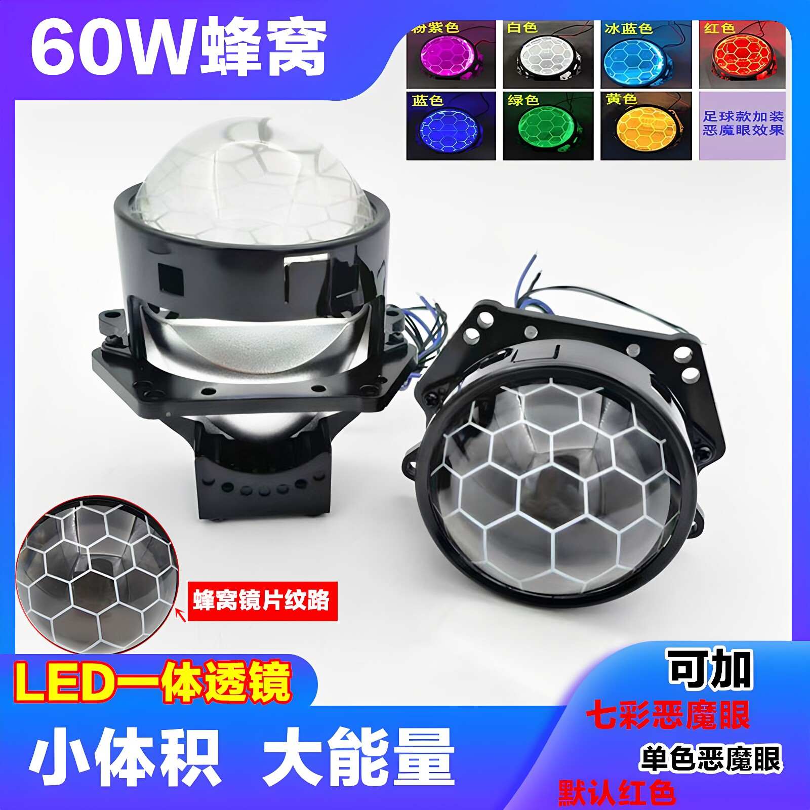 LED双光透镜60W足球标3寸