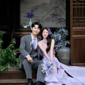 仿真花手拎花新娘成品结婚手捧花紫色礼服接亲花束手环花道具