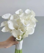 清新摄影新娘情侣领证郁金香珍珠马蹄莲 婚礼手捧花法式 仿真花 包邮