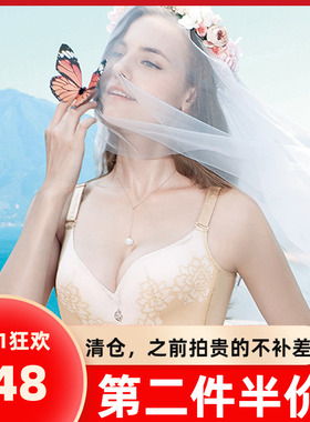 纤妍配套文胸软钢圈薄款大胸显小全包侧收聚拢调整型内衣Q8047