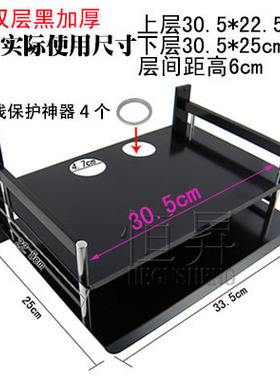 太空铝机顶盒架黑色电视置物架收纳盒路由器托盘双三层壁挂墙支架