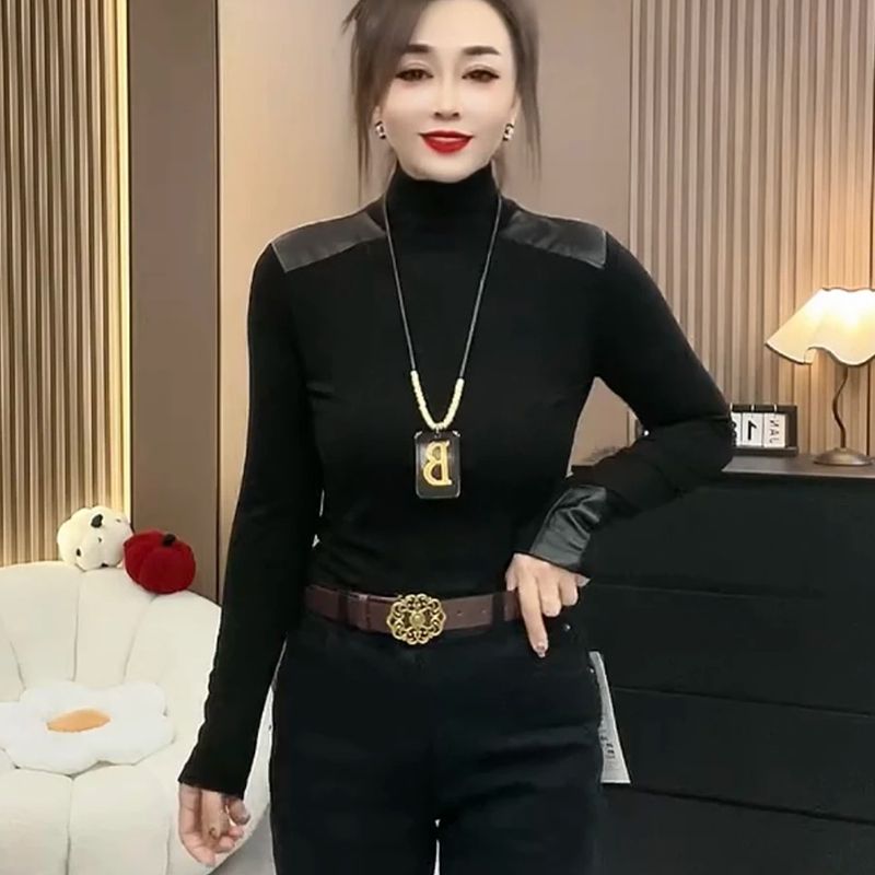 欧货高领德绒保暖打底衫T恤