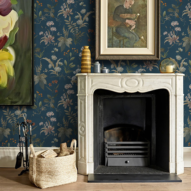 复古法式田园花卉墙纸自粘防水柜子家具翻新贴纸卧室客厅背景壁纸