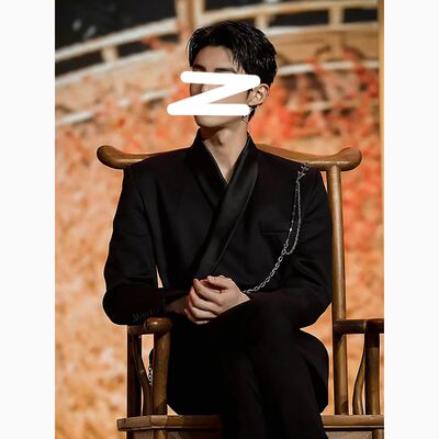 欧代2024明星同款道袍领西装外套男士修身韩版个性潮流收腰帅气西