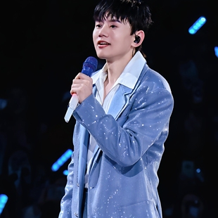 演出舞台休闲气质西服外套 春秋季 张杰明星同款 蓝色高级感亮片西装