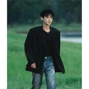 星服现在就出发白敬亭同款黑色廓形垫肩西装春秋西服外套宽松男女