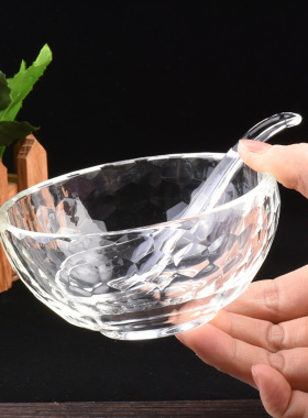 水晶玻璃碗勺子餐具套装简约风沙拉甜品碗日式网红家用宿舍