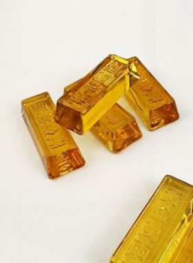 创意黄水晶金条金柜台摆件吉祥物黄金万两家居装饰品开业复古怀旧