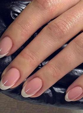 24Pcs Short Almond Press on nails French Tips Press on nails