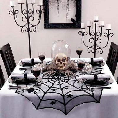 Round Table Cloth Halloween Party Decoration Lace Backdrop