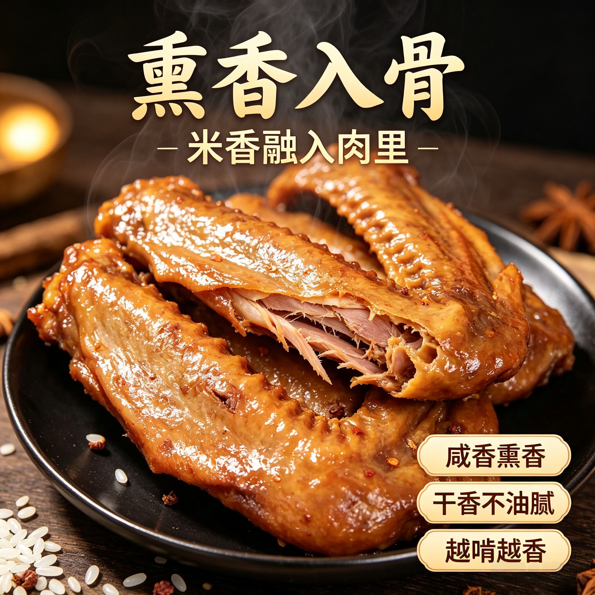三明市场福建沙县特产米熏鸭翅膀