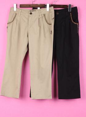 【徐】法系列76FWXZ431女装折扣春秋裤宽松中腰直筒中裤子