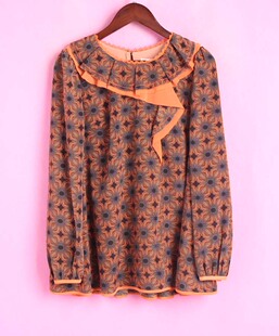 长袖 R系列142054库存清仓上新春秋女式 印花混色休闲上衣 徐08