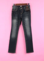 82YH905 cổ phiếu mới cắt quần nữ mùa xuân và mùa thu Slim eo giữa quần jeans thẳng dài - Quần jean quần jean rách gối nữ