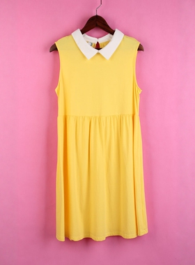 【徐08】104SYMM129库存剪标上新女夏套头翻领无袖宽松孕妇连衣裙