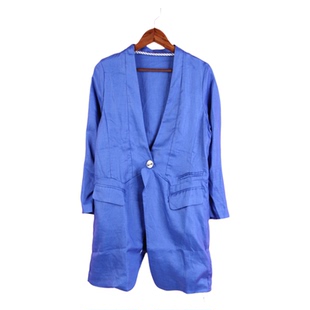 徐08 中长小西装 109XY441女春秋季 翻领长袖 棉麻外套 开衫