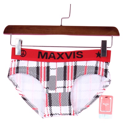 专柜格子黑色内裤低腰纯棉三角裤