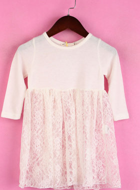 【徐08】W系列WK118395上女童装春秋季套头圆领长袖白色连衣裙