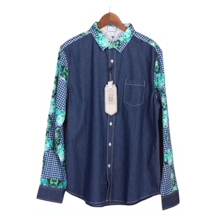 包邮 秒杀 马克系列68MKH 103男折扣春秋拼接长袖 衣170 牛仔衬衫 徐