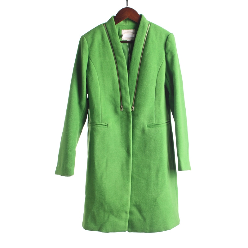 【徐12】灵系列160LD098秋冬季女V领收腰毛呢外套大衣