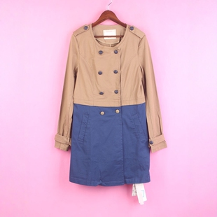 开衫 春秋季 109XY070女式 双排扣拼接圆领风衣外套上衣 徐08