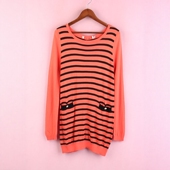 100SYMM356上新库存剪标女春秋套头圆领长袖 徐08 条纹针织衫