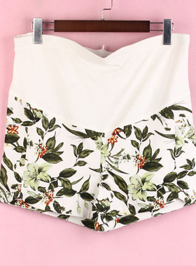 【徐08】100SYMM047上新库存剪标女夏拼接印花高腰孕妇装短裤子