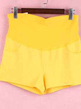 【徐08】100SYMM678上新库存剪标女夏高腰黄色孕妇休闲短裤