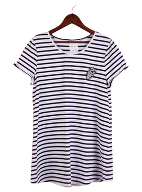【徐08】104SYMM005剪标女夏圆领短袖横条纹宽松孕妇装棉质T恤